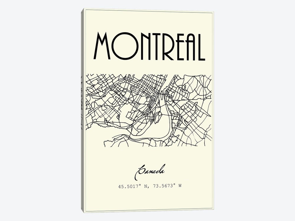 Montreal City Map by Nordic Print Studio 1-piece Art Print