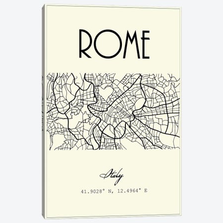 Rome City Map Canvas Print #NPS105} by Nordic Print Studio Canvas Art