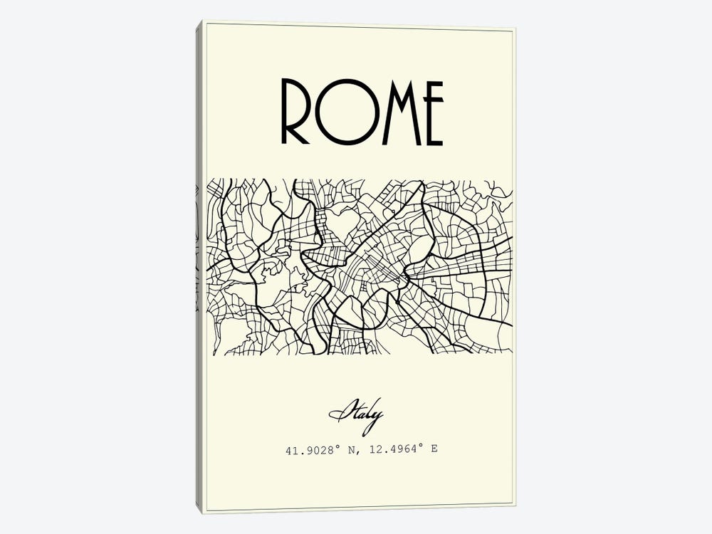 Rome City Map by Nordic Print Studio 1-piece Art Print