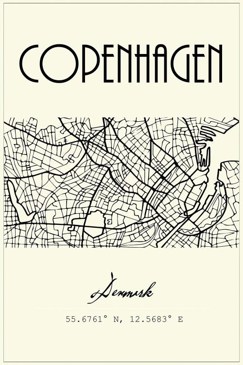 Copenhagen City Map by Nordic Print Studio wall art