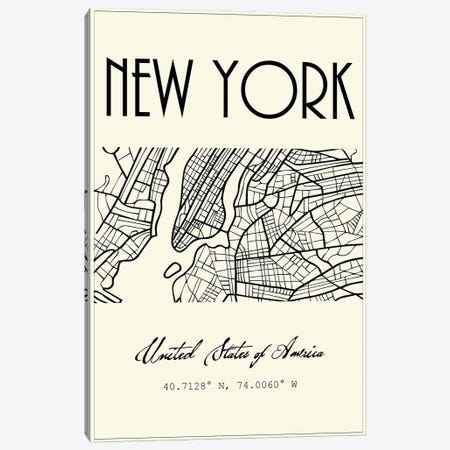 New York City Map Canvas Print #NPS107} by Nordic Print Studio Canvas Art