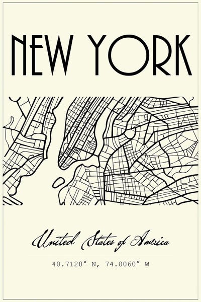 New York City Maps: New York City Map by Nordic Print Studio