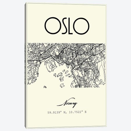 Oslo City Map Canvas Print #NPS108} by Nordic Print Studio Canvas Art Print