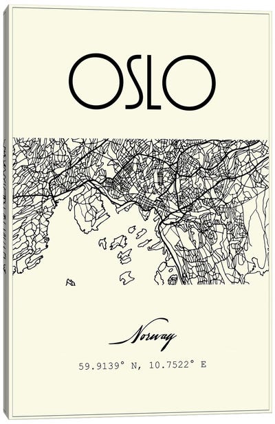 Oslo City Map Canvas Art Print