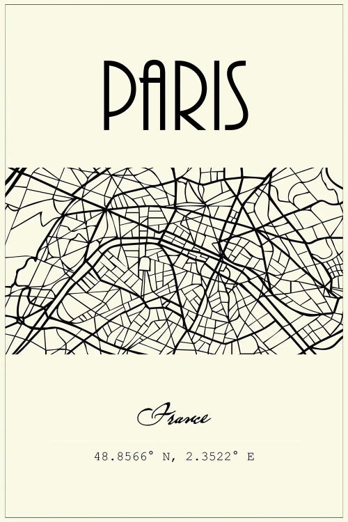 Paris City Map by Nordic Print Studio wall art