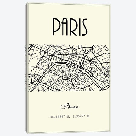 Paris City Map Canvas Print #NPS109} by Nordic Print Studio Art Print