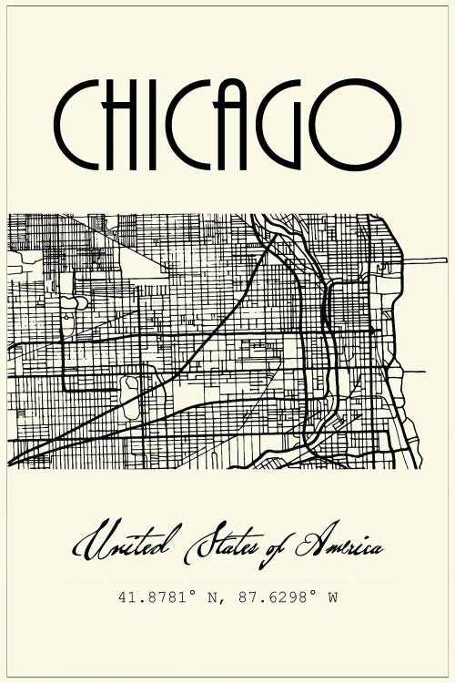 Chicago City Map by Nordic Print Studio wall art