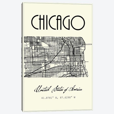Chicago City Map Canvas Print #NPS110} by Nordic Print Studio Canvas Artwork