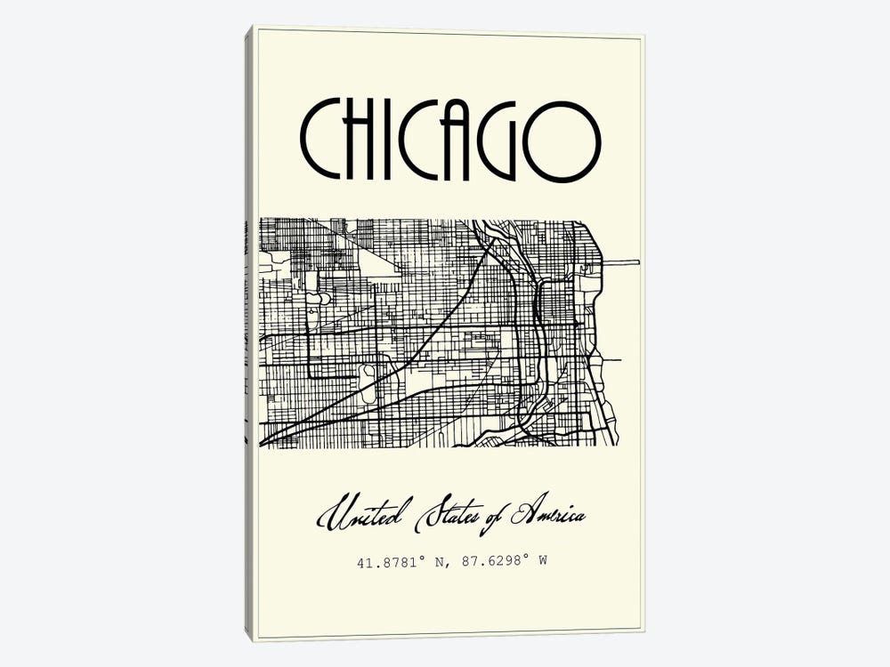 Chicago City Map by Nordic Print Studio 1-piece Art Print