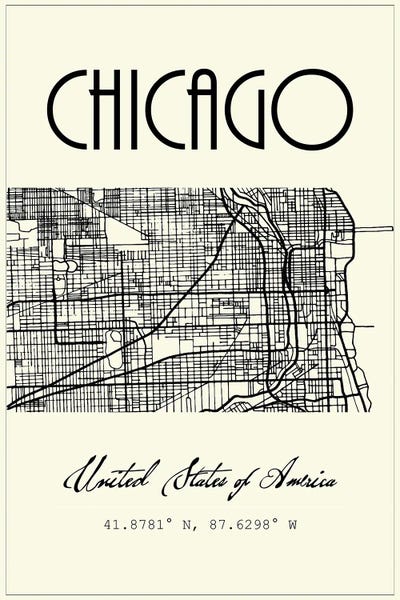 Chicago Maps: Chicago City Map by Nordic Print Studio