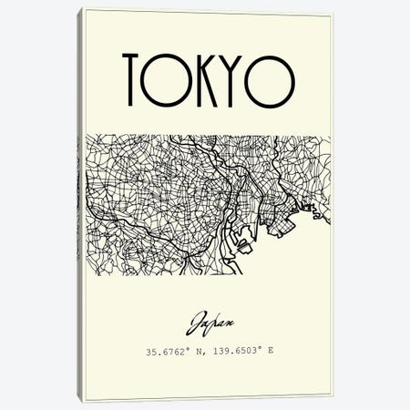 Tokyo City Map Canvas Print #NPS113} by Nordic Print Studio Canvas Artwork