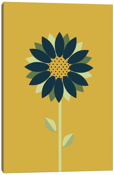 Modern Minimalist Scandinavian Folk Mustard Canvas Art Print - Sunflower Art