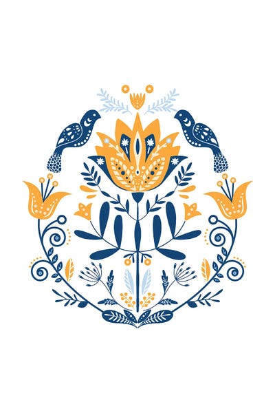 Scandinavian Décor: Scandinavian Folk Art Study by Nordic Print Studio
