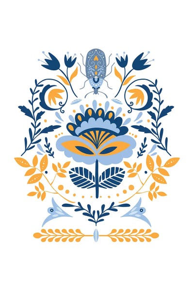 Scandinavian Folk Art by Nordic Print Studio canvas print