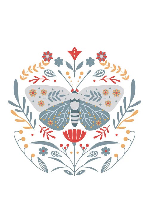 Scandinavian Folk Art Butterfly ( Animals > Insects & Bugs > Butterflies art) - 26x18 in