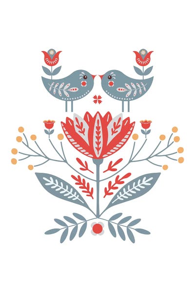 Scandinavian Décor: Scandinavian Folk Art Birds by Nordic Print Studio