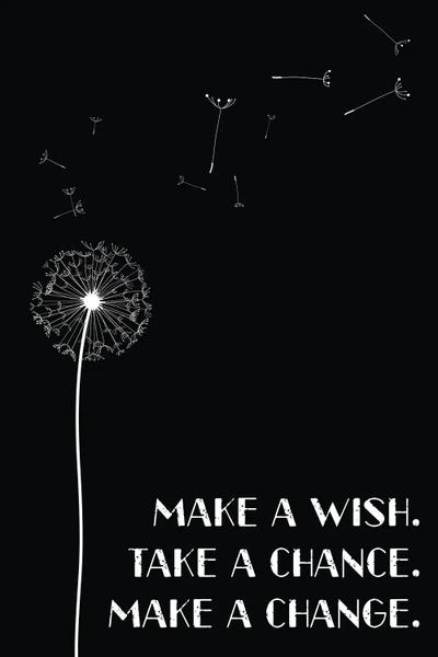 Black & White Florals: Dandelion Make A Wish Inspirational by Nordic Print Studio