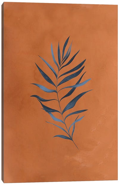 Terracotta Monstera Leaf Canvas Art Print - Orange Art