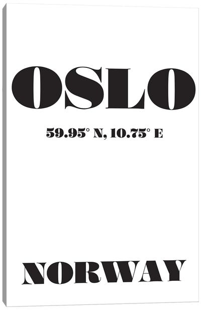 Oslo Norway Coordinates Canvas Art Print - Nordic Print Studio