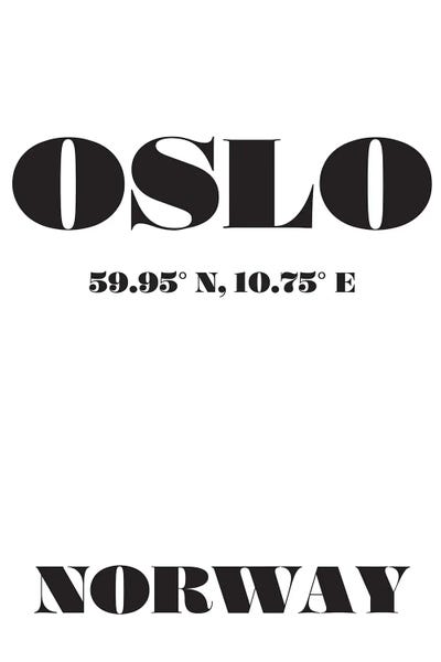 Oslo: Oslo Norway Coordinates by Nordic Print Studio
