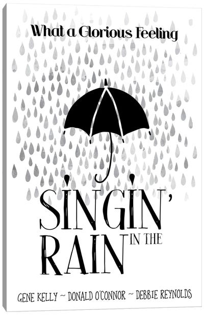 Singing In The Rain Alternative Movie Poster Canvas Art Print - Black & White Pop Culture Art