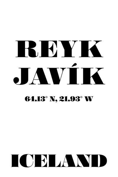 Reykjavik: Reykjavik Iceland Coordinates by Nordic Print Studio