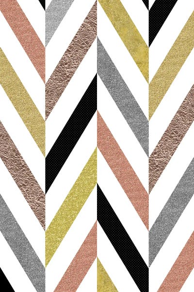 Herringbone: Rose Gold & Silver Glitter Herringbone Pattern by Nordic Print Studio