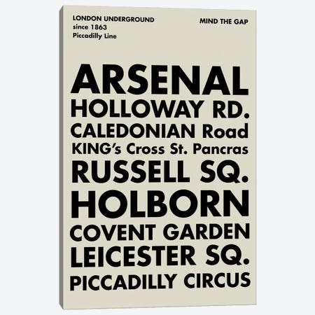 London Underground Piccadilly Line Canvas Print #NPS153} by Nordic Print Studio Canvas Wall Art