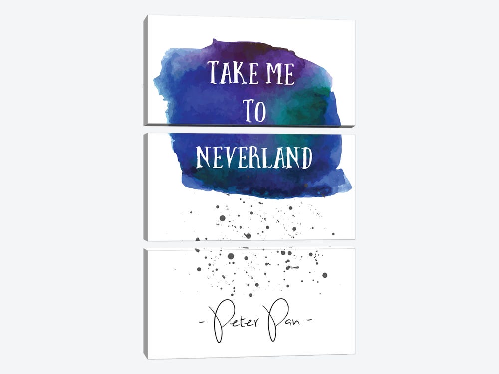 Take Me To Neverland - Peter Pan Quote by Nordic Print Studio 3-piece Art Print