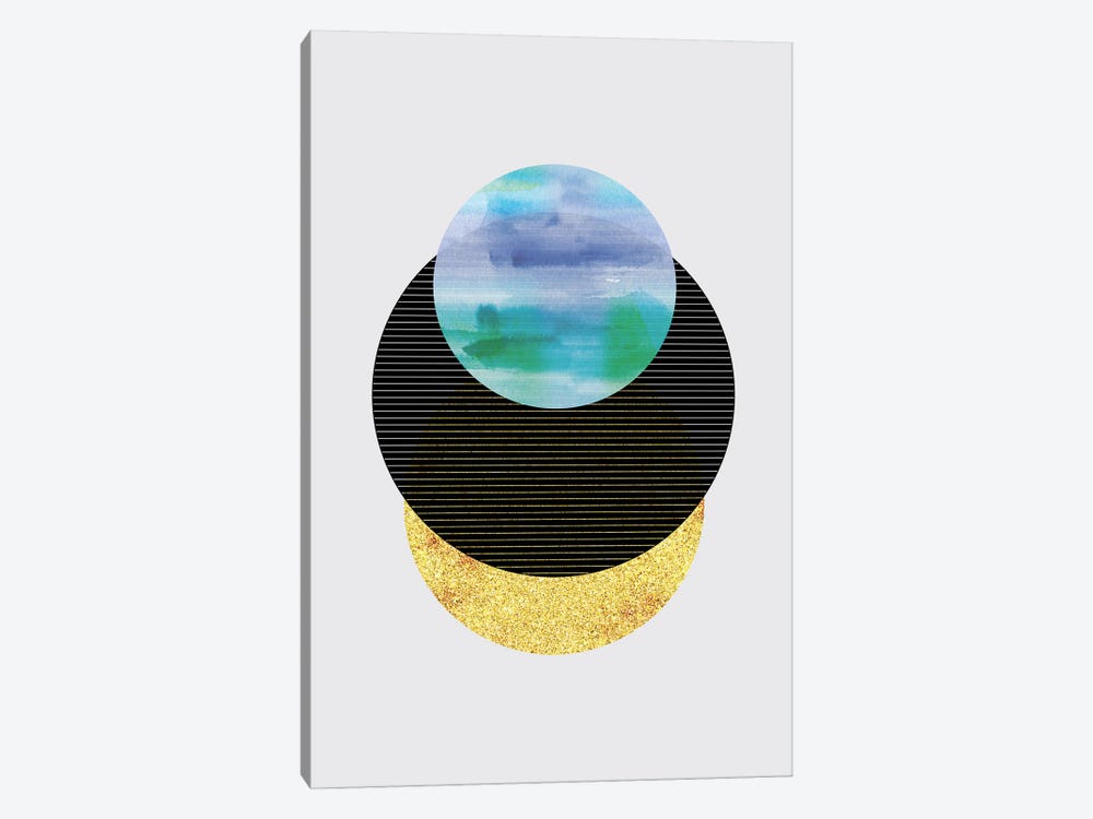 Underwater Sunset Abstract Geometric Circle Art by Nordic Print Studio 1-piece Canvas Wall Art