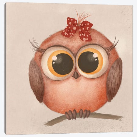 Cute Baby Owl Canvas Print #NPS162} by Nordic Print Studio Art Print