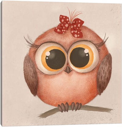 Cute Baby Owl Canvas Art Print - Nordic Print Studio