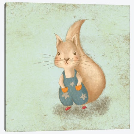 Cute Baby Squirrel Canvas Print #NPS163} by Nordic Print Studio Art Print