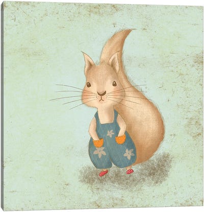 Cute Baby Squirrel Canvas Art Print - Squirrel Art