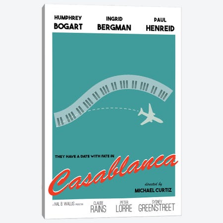 Casablanca Modern Movie Poster Canvas Print #NPS17} by Nordic Print Studio Canvas Wall Art