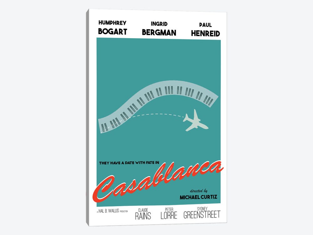 Casablanca Modern Movie Poster by Nordic Print Studio 1-piece Canvas Artwork