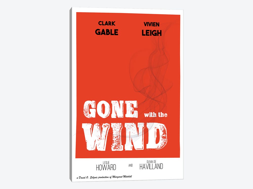 Gone With The Wind Alternative Movie Poster by Nordic Print Studio 1-piece Canvas Wall Art