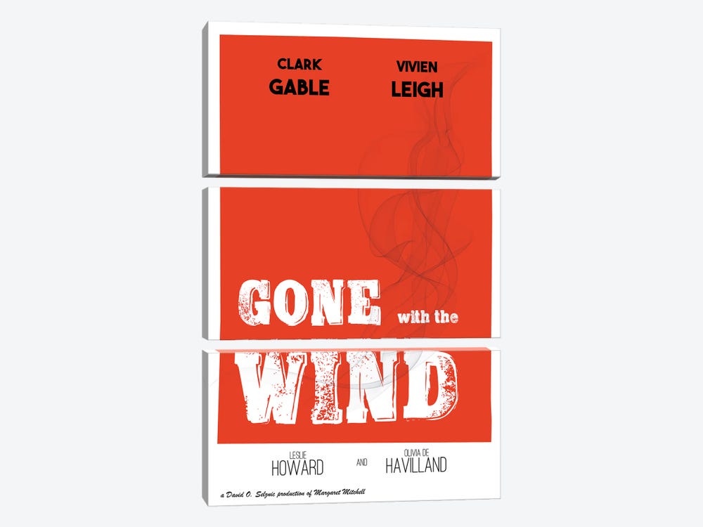 Gone With The Wind Alternative Movie Poster by Nordic Print Studio 3-piece Canvas Wall Art