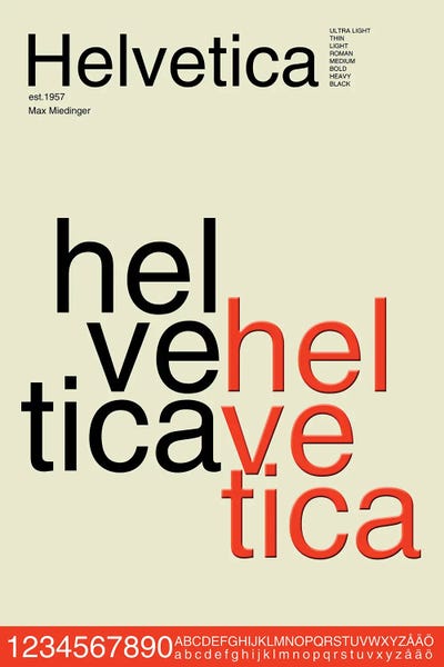 Helvetica Font Design by Nordic Print Studio framed canvas print