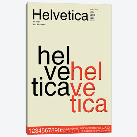 Helvetica Font Design Canvas Print #NPS29} by Nordic Print Studio Canvas Art
