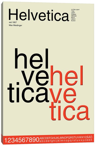 Helvetica Font Design Canvas Art Print - Nordic Print Studio