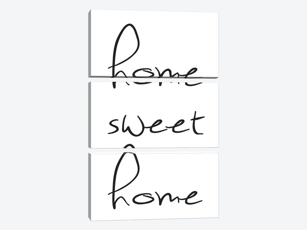 Home Sweet Home - Minimalist Calligraphy by Nordic Print Studio 3-piece Canvas Print