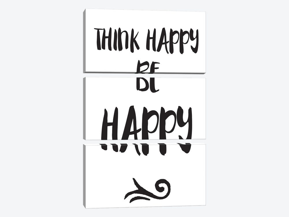 Think Happy, Be Happy Inspirational by Nordic Print Studio 3-piece Canvas Artwork