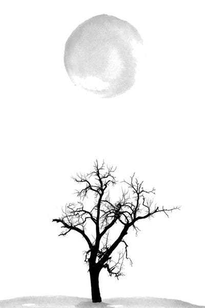 Black & White Florals: Minimalist Tree Print by Nordic Print Studio
