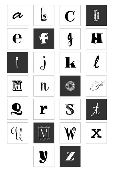 Full Alphabet: Black & White Alphabet Print by Nordic Print Studio
