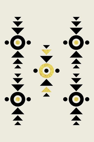 Tribal: Abstract Tribal I Gold And Black by Nordic Print Studio