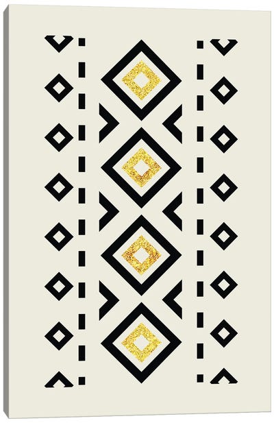 Abstract Tribal Gold And Black II Canvas Art Print - Tribal Patterns