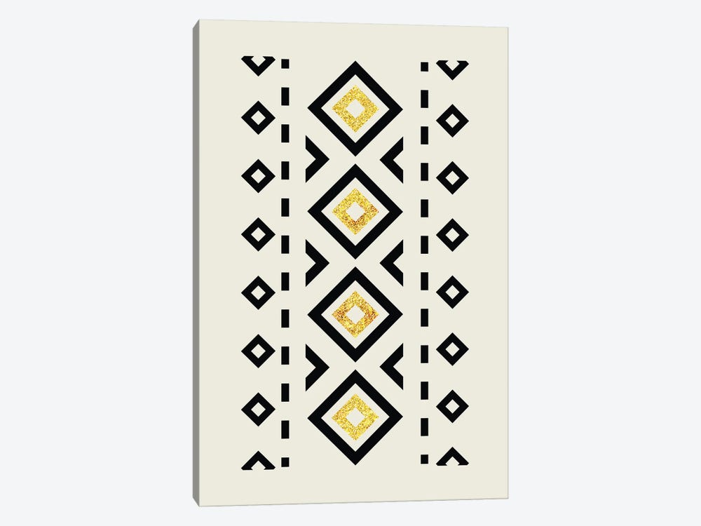 Abstract Tribal Gold And Black II by Nordic Print Studio 1-piece Canvas Wall Art