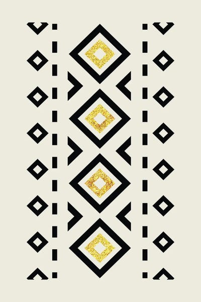 Tribal: Abstract Tribal II Gold And Black by Nordic Print Studio