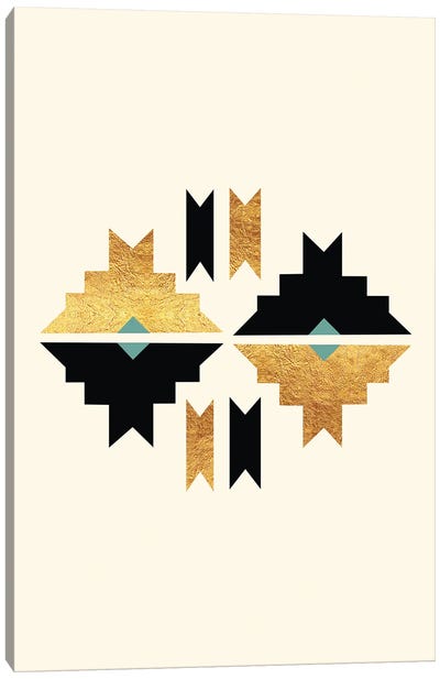 Abstract Tribal Gold And Black III Canvas Art Print - Tribal Patterns